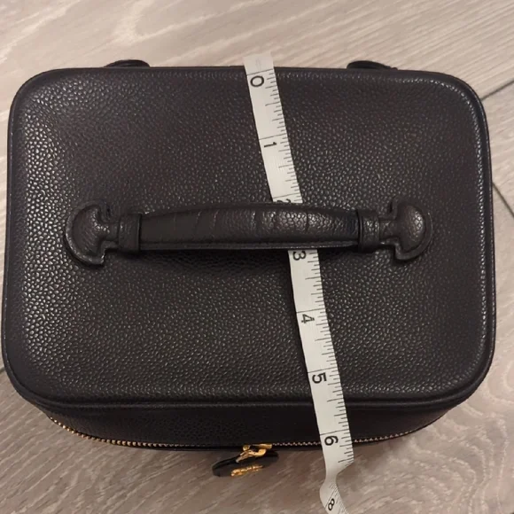 CHANEL Vintage Black Caviar Leather Vanity Pouch Top Handle - Picture 10 of 13